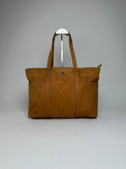 Vintage Courreges Suede Leather Handbag Brown