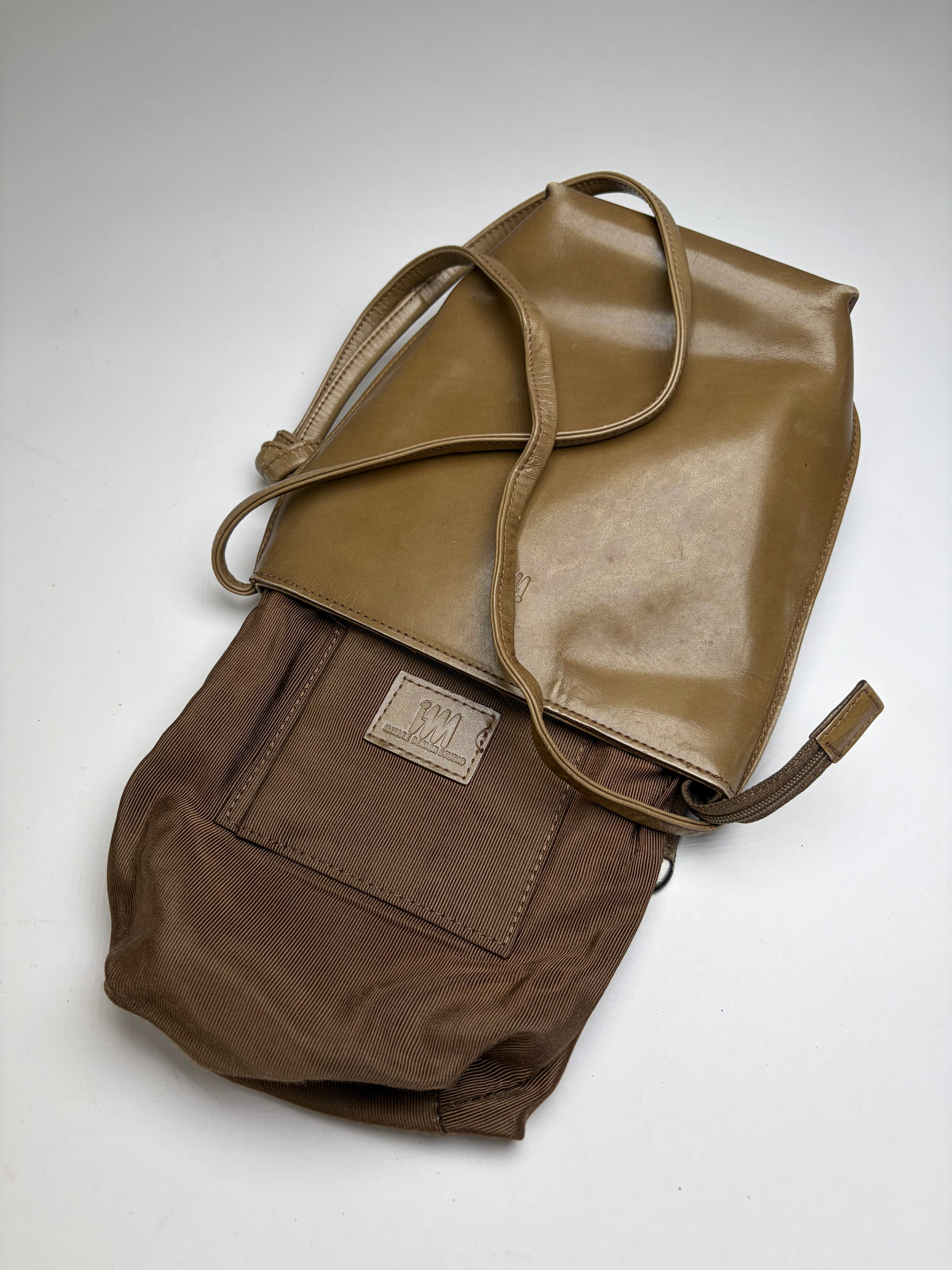 Vintage Issey Miyake Smooth Leather Pouch Bag Light Brown