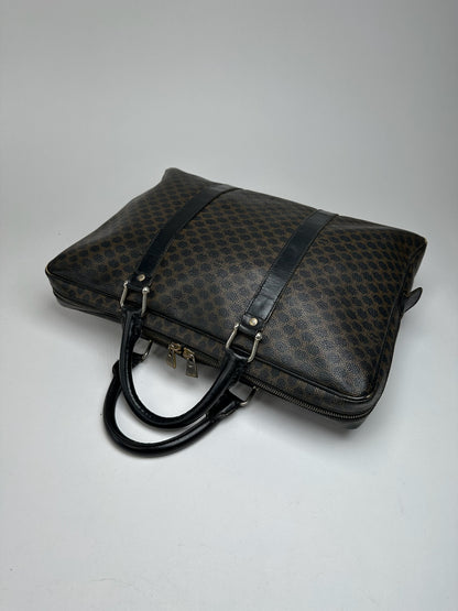 Vintage Celine Paris Leather Monogram Briefcase Brown