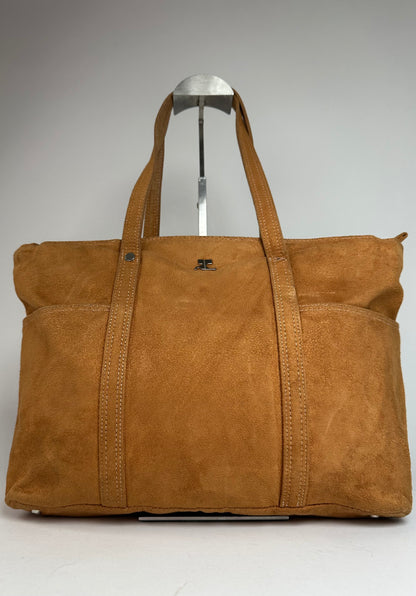 Vintage Courreges Suede Leather Handbag Brown