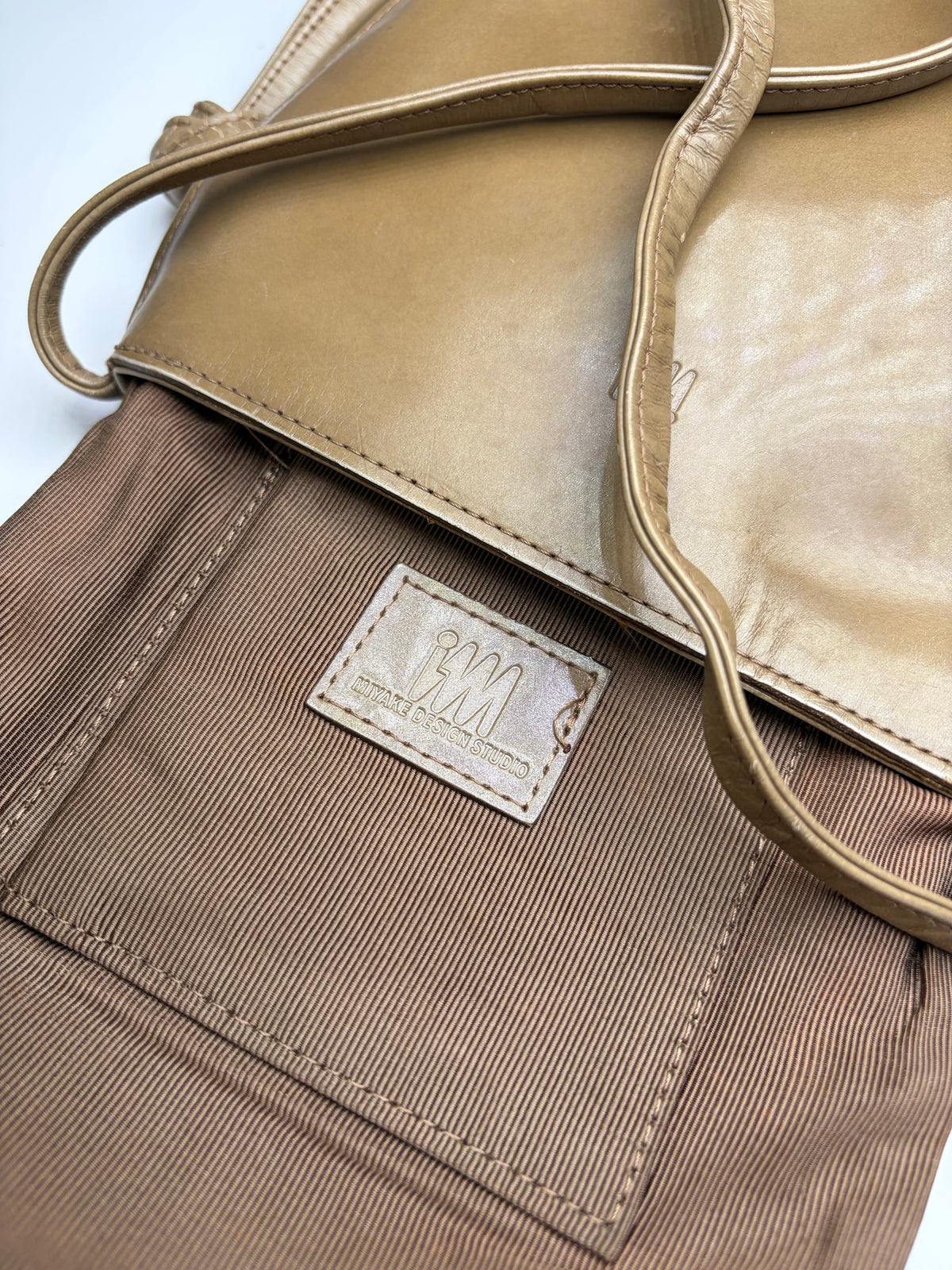 Vintage Issey Miyake Smooth Leather Pouch Bag Light Brown