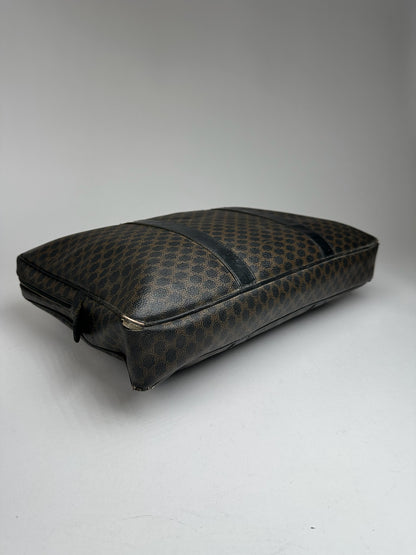 Vintage Celine Paris Leather Monogram Briefcase Brown