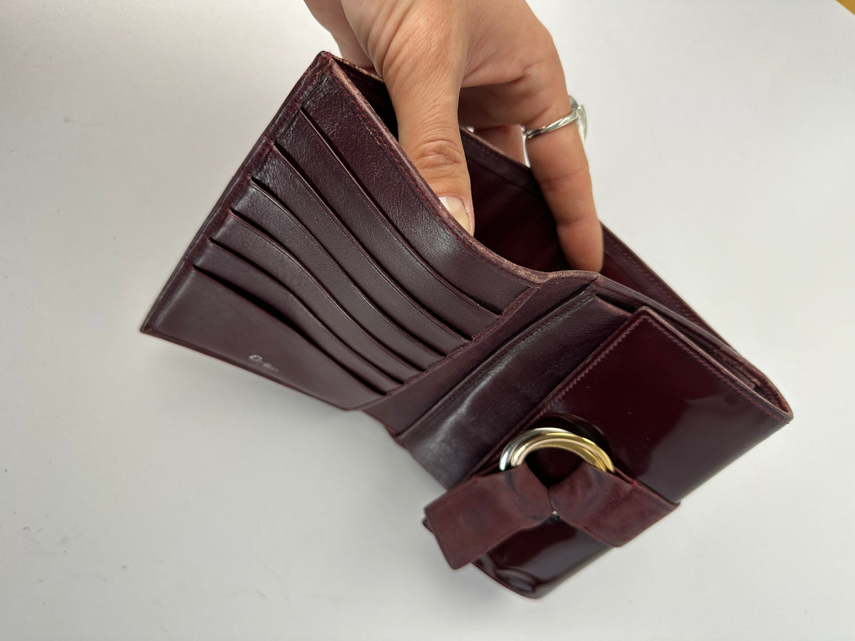 Vintage Cartier Trinity Bifold Wallet Late 1990s Burgundy Patent