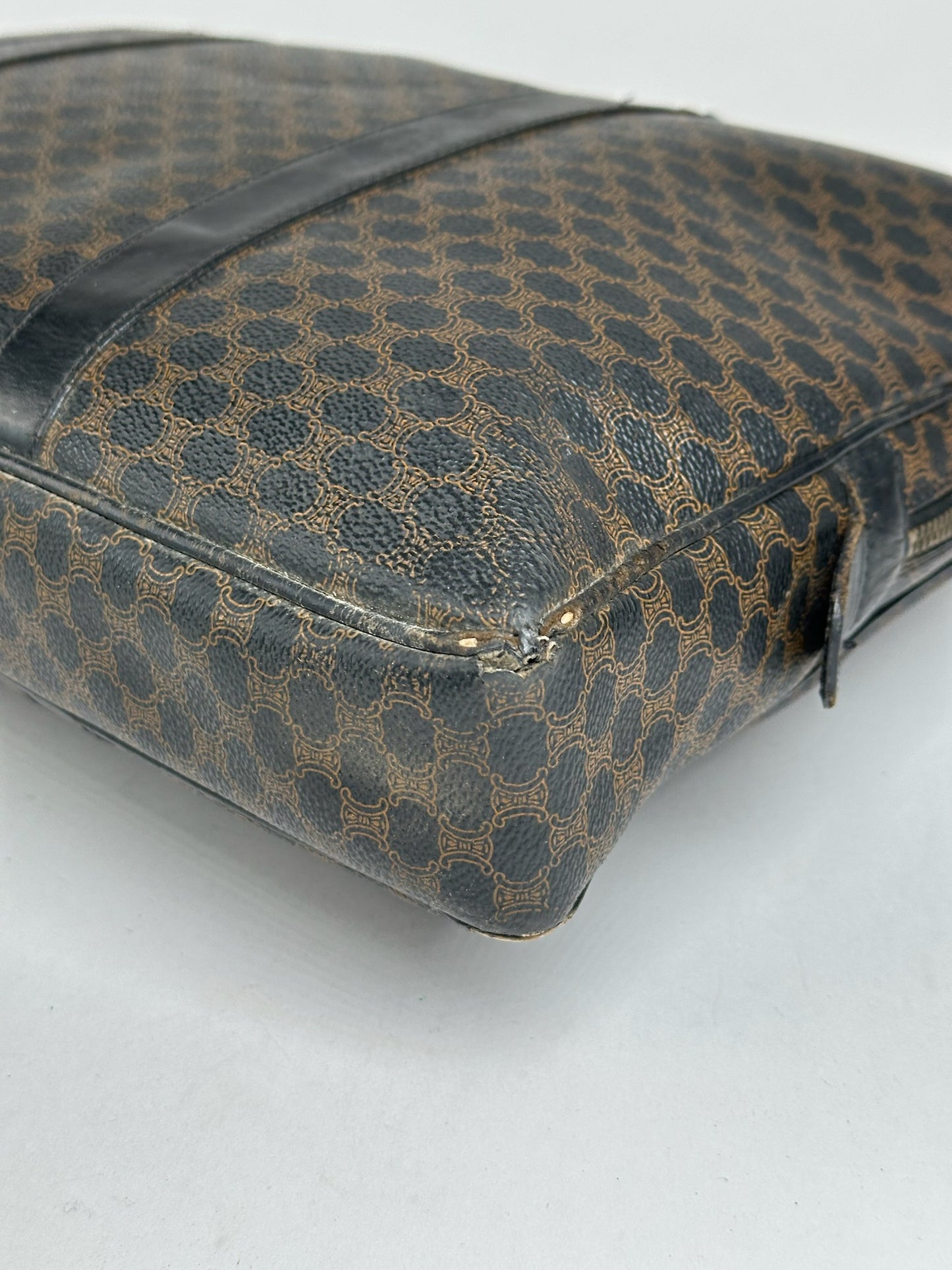 Vintage Celine Paris Leather Monogram Briefcase Brown