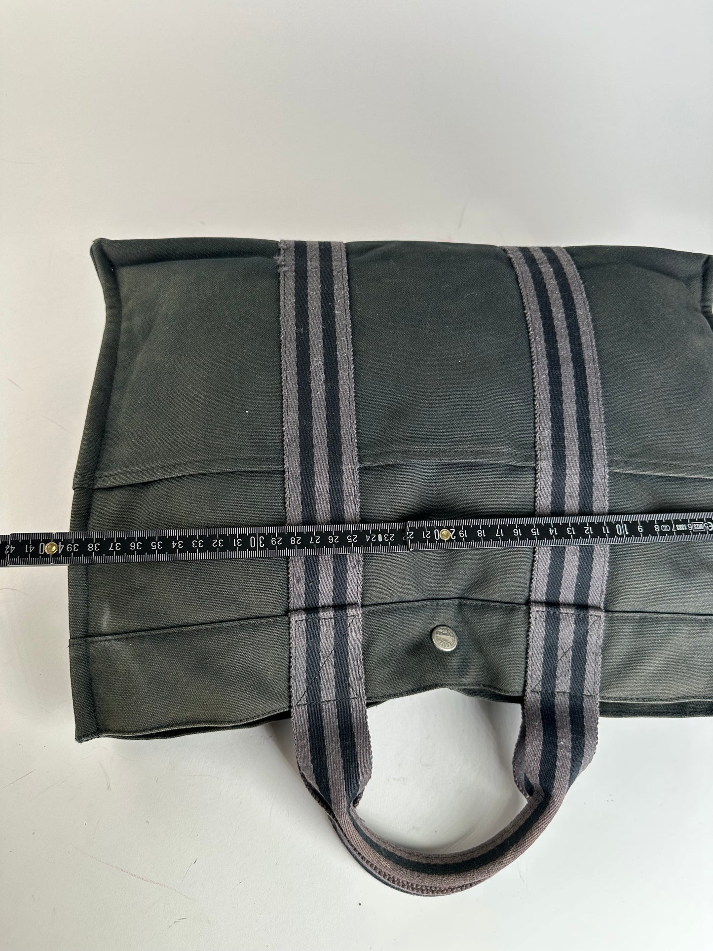Vintage Hermes Canvas Tote Bag Black Grey
