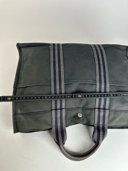 Vintage Hermes Canvas Tote Bag Black Grey