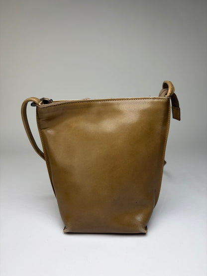 Vintage Issey Miyake Smooth Leather Pouch Bag Light Brown