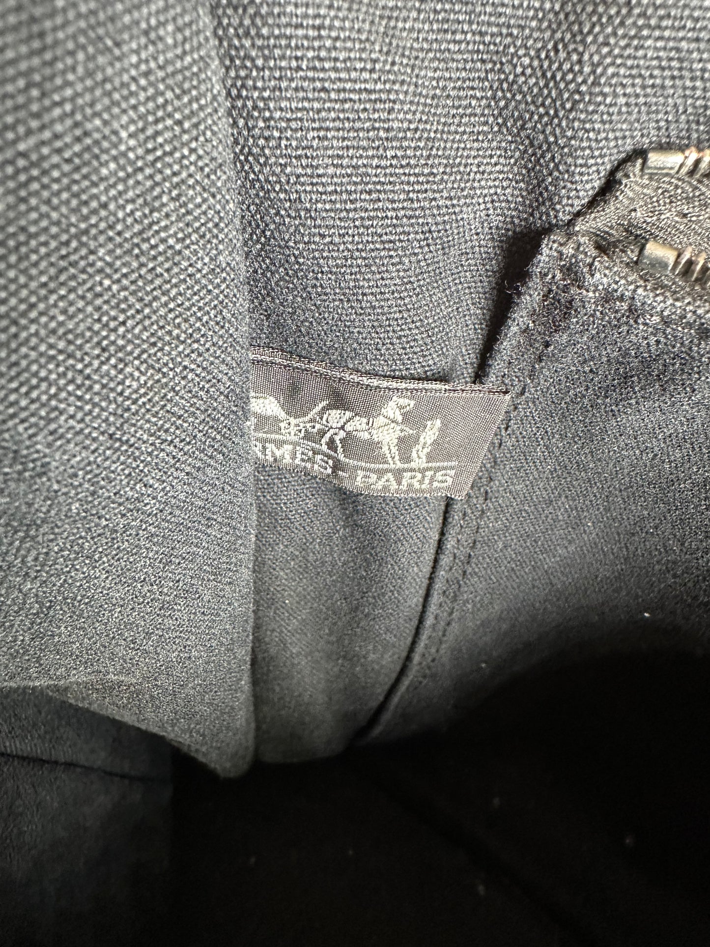 Vintage Hermes Canvas Tote Bag Black Grey