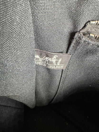 Vintage Hermes Canvas Tote Bag Black Grey