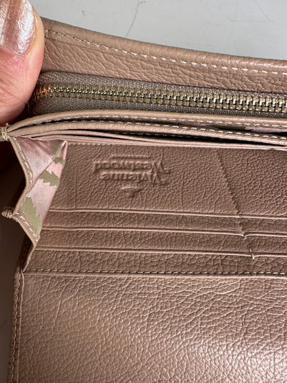 Vintage Vivienne Westwood Leather Wallet Beige Gold Clasp