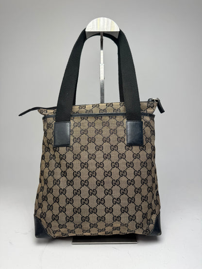 Vintage Gucci Monogram Leather Canvas Bag beige brown black