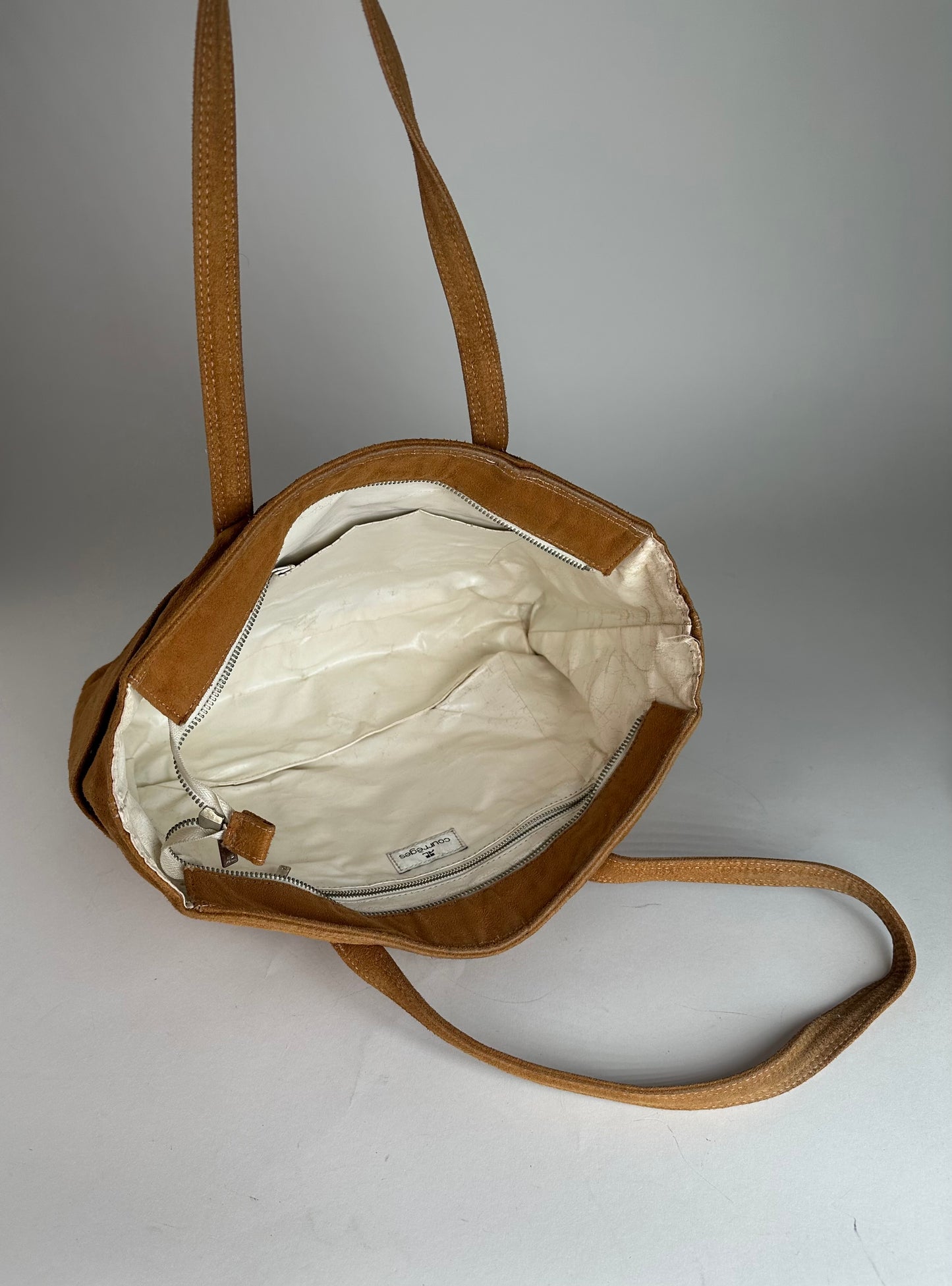 Vintage Courreges Suede Leather Handbag Brown