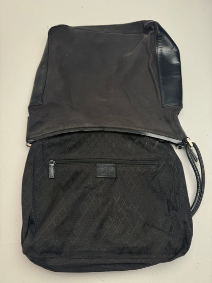 Sac vintage Gucci en cuir et coton noir