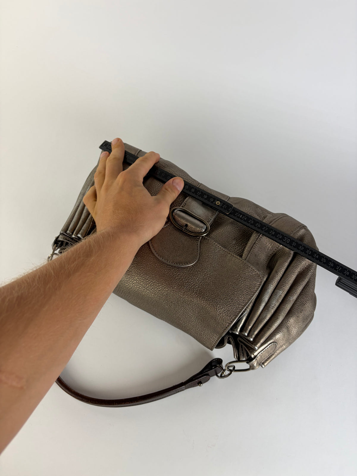 Vintage Marni Metallic Leather Flap Shoulder Bag Silver