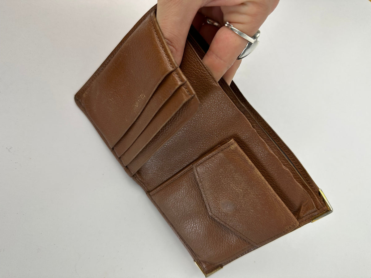 Vintage Yves Saint Laurent Textured Leather Bifold Wallet c. Late 1980s Brown
