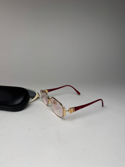 Vintage Yves Saint Laurent Sunglasses Red Gold