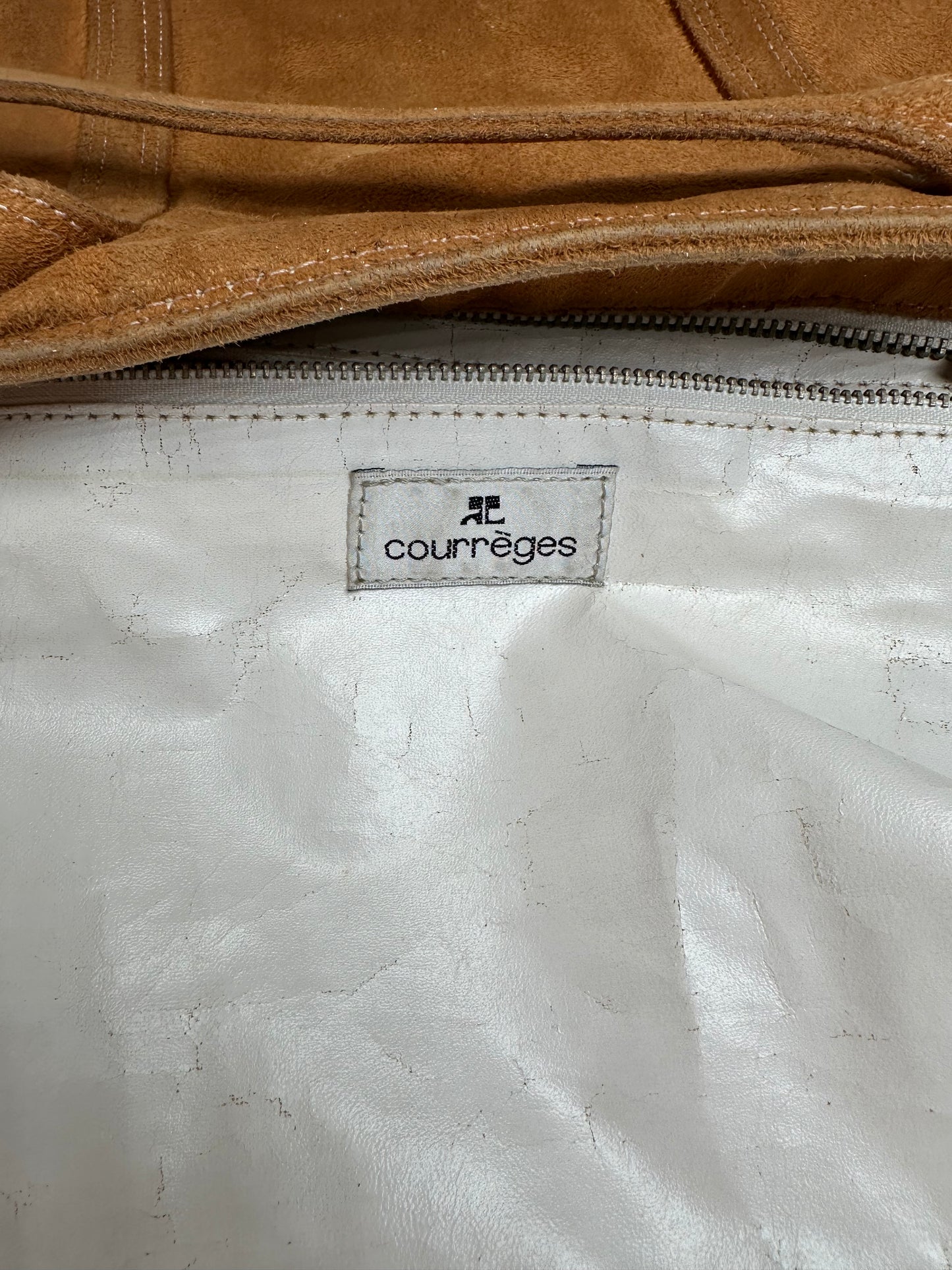 Vintage Courreges Suede Leather Handbag Brown
