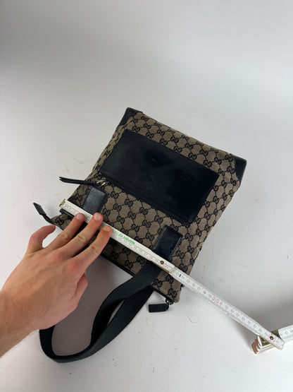 Vintage Gucci Monogram Leather Canvas Bag beige brown black