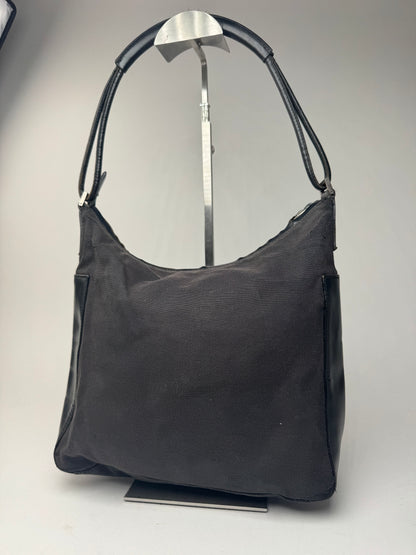 Sac vintage Gucci en cuir et coton noir