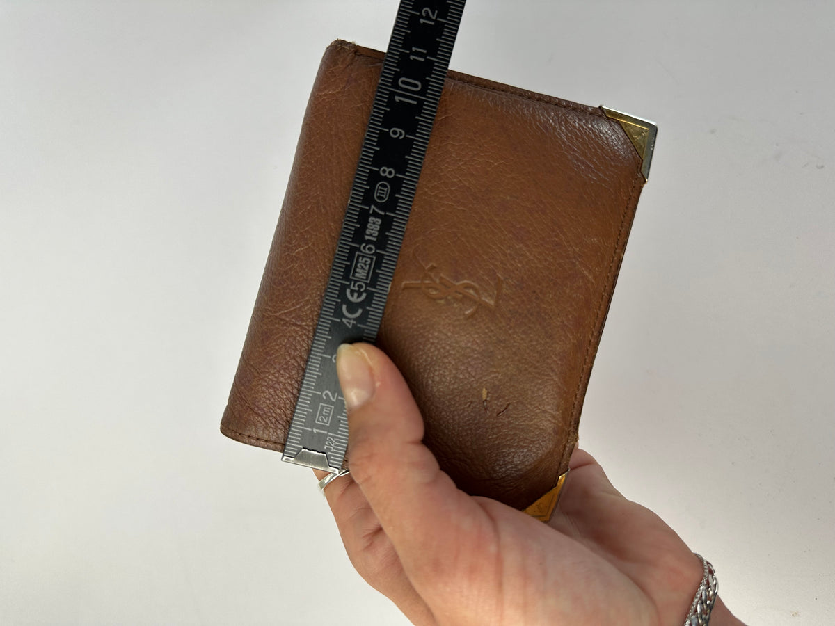Vintage Yves Saint Laurent Textured Leather Bifold Wallet c. Late 1980s Brown