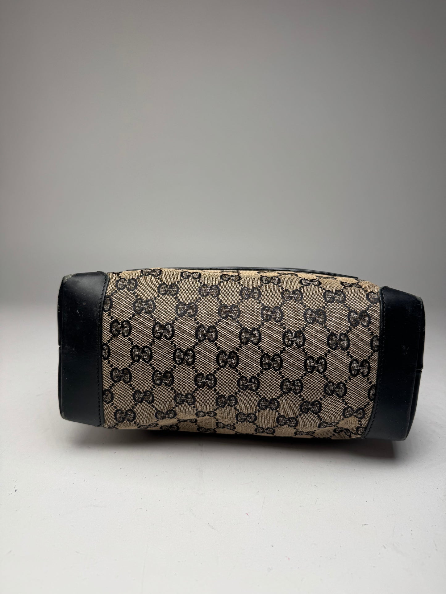 Vintage Gucci Monogram Leather Canvas Bag beige brown black
