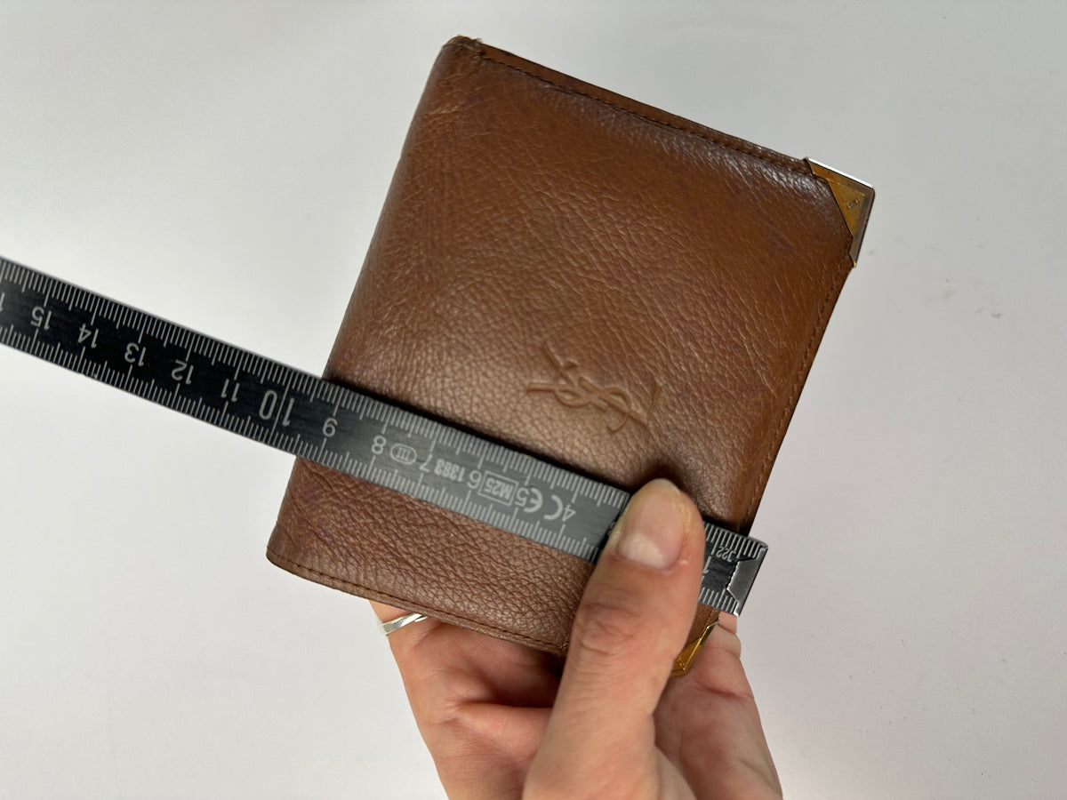 Vintage Yves Saint Laurent Textured Leather Bifold Wallet c. Late 1980s Brown