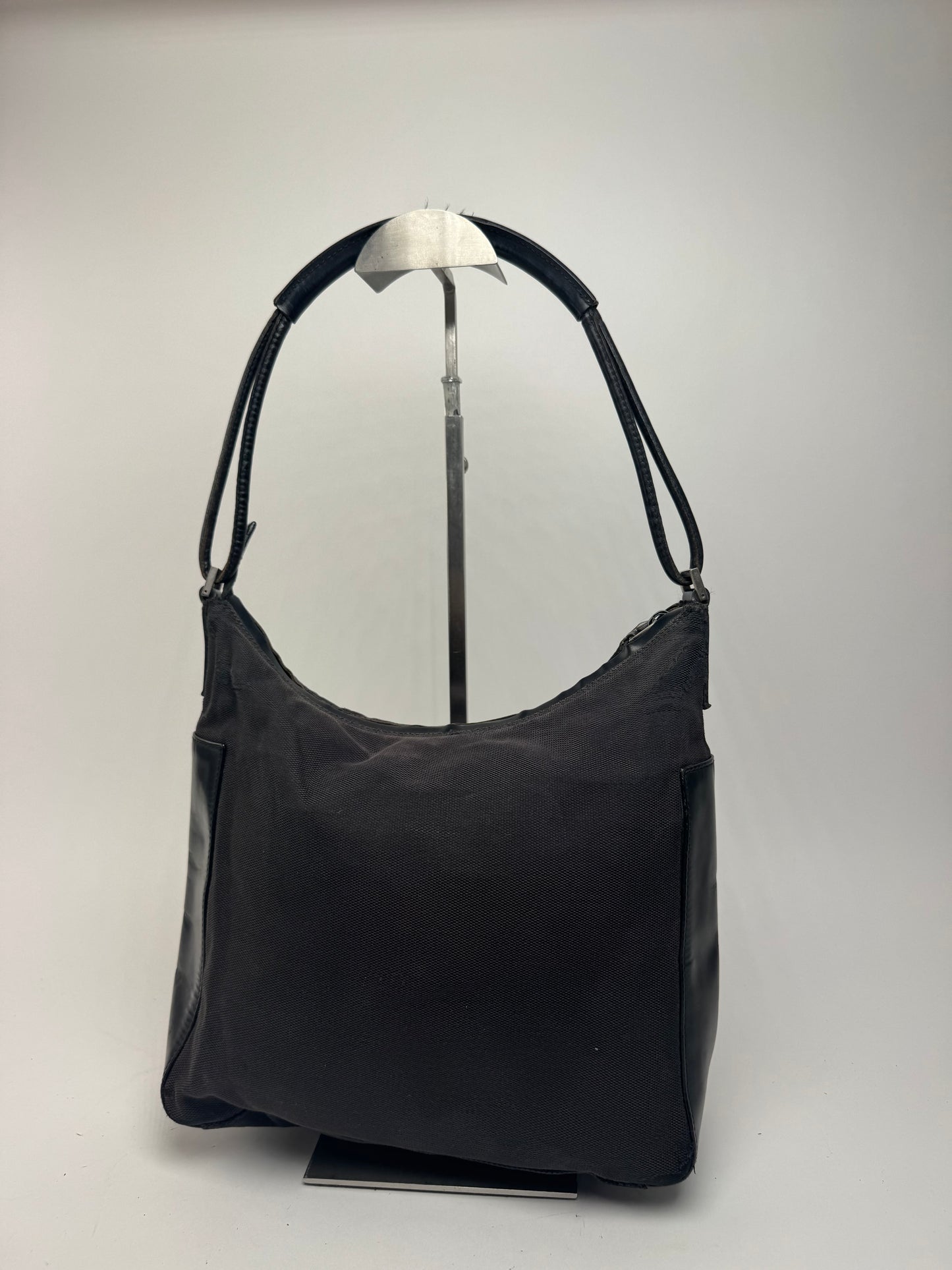 Sac vintage Gucci en cuir et coton noir