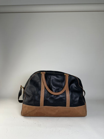 Vintage Loewe Pebbled Leather Tote Black Tan