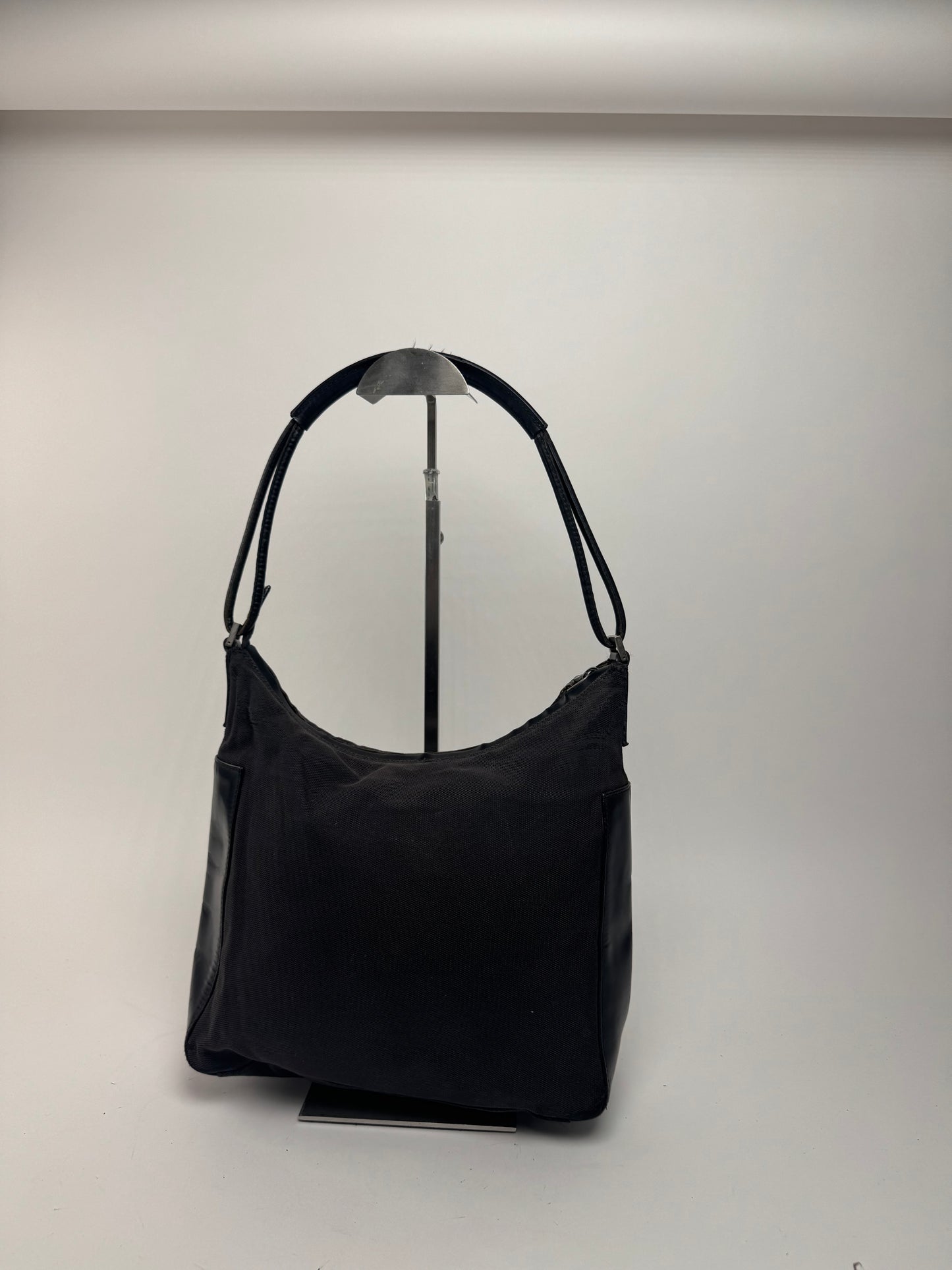 Sac vintage Gucci en cuir et coton noir