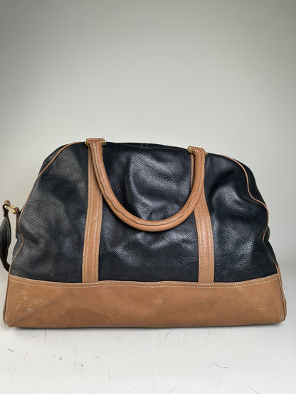 Vintage Loewe Pebbled Leather Tote Black Tan