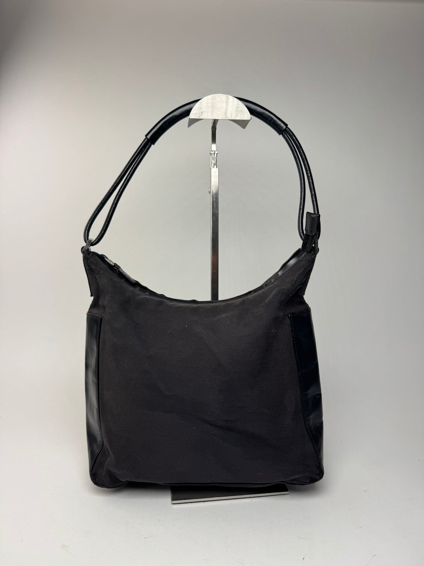 Sac vintage Gucci en cuir et coton noir