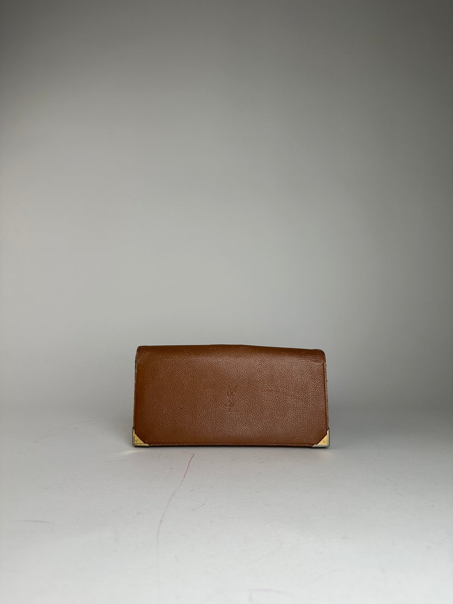 Vintage Yves Saint Laurent Leather Long Wallet Brown