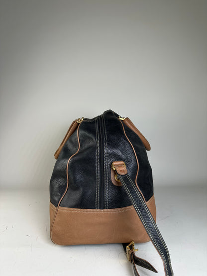Vintage Loewe Pebbled Leather Tote Black Tan