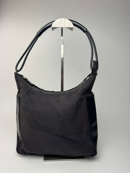 Sac vintage Gucci en cuir et coton noir