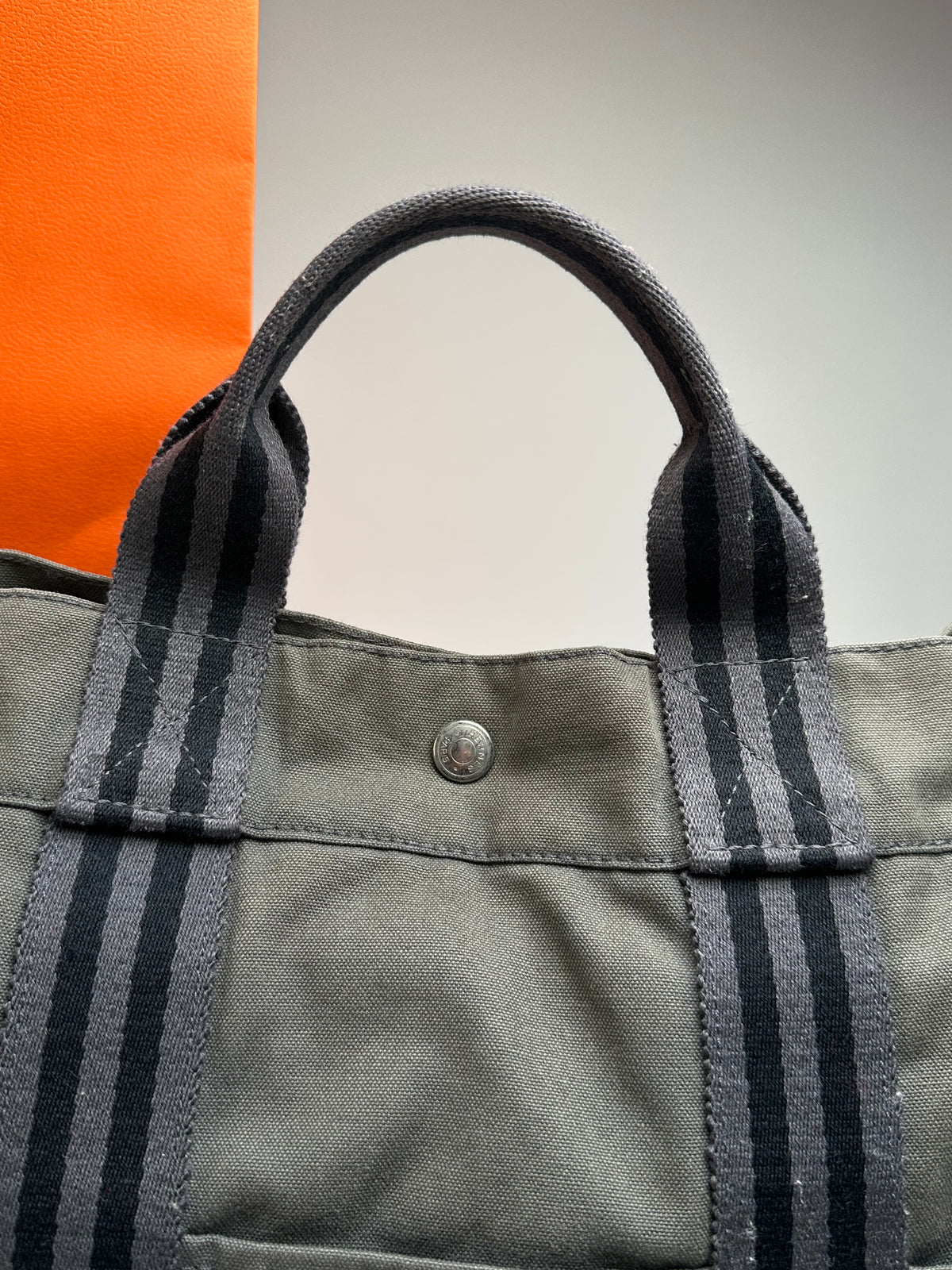 Vintage Hermès Troca Canvas Tote Late 1990s Olive Green