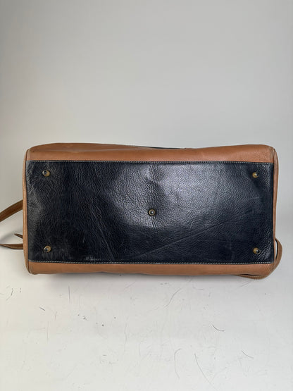 Vintage Loewe Pebbled Leather Tote Black Tan