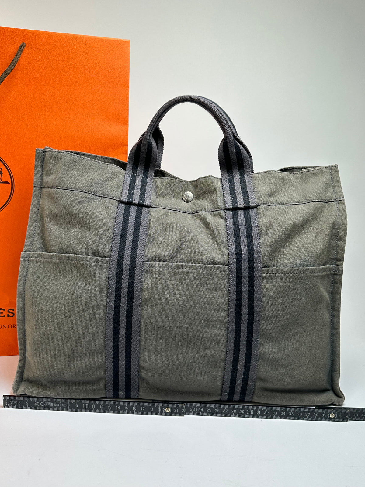 Vintage Hermès Troca Canvas Tote Late 1990s Olive Green