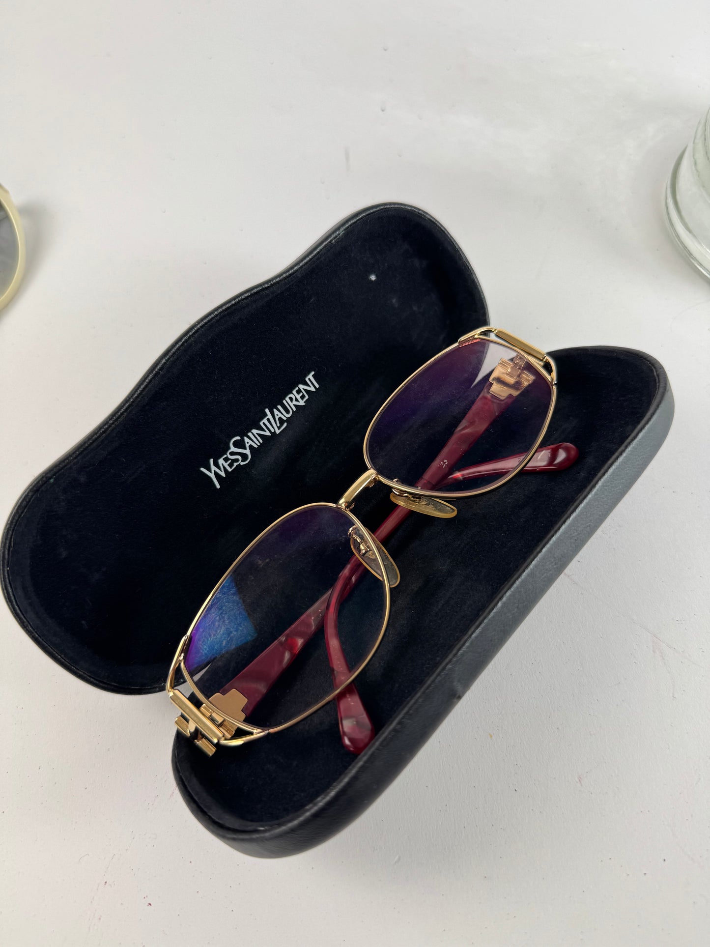 Vintage Yves Saint Laurent Sunglasses Red Gold