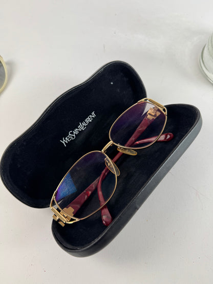 Vintage Yves Saint Laurent Sunglasses Red Gold