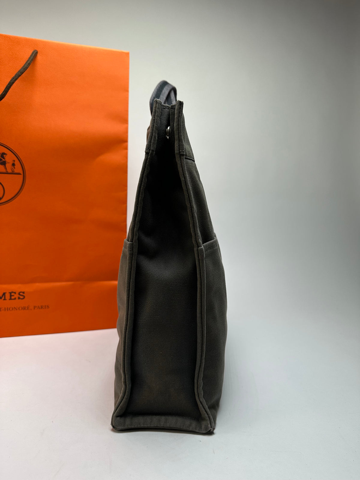 Vintage Hermès Troca Canvas Tote Late 1990s Olive Green