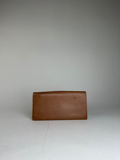 Vintage Yves Saint Laurent Leather Long Wallet Brown