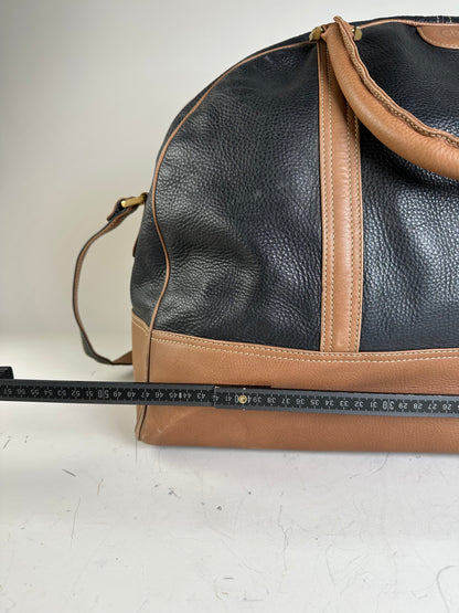 Vintage Loewe Pebbled Leather Tote Black Tan