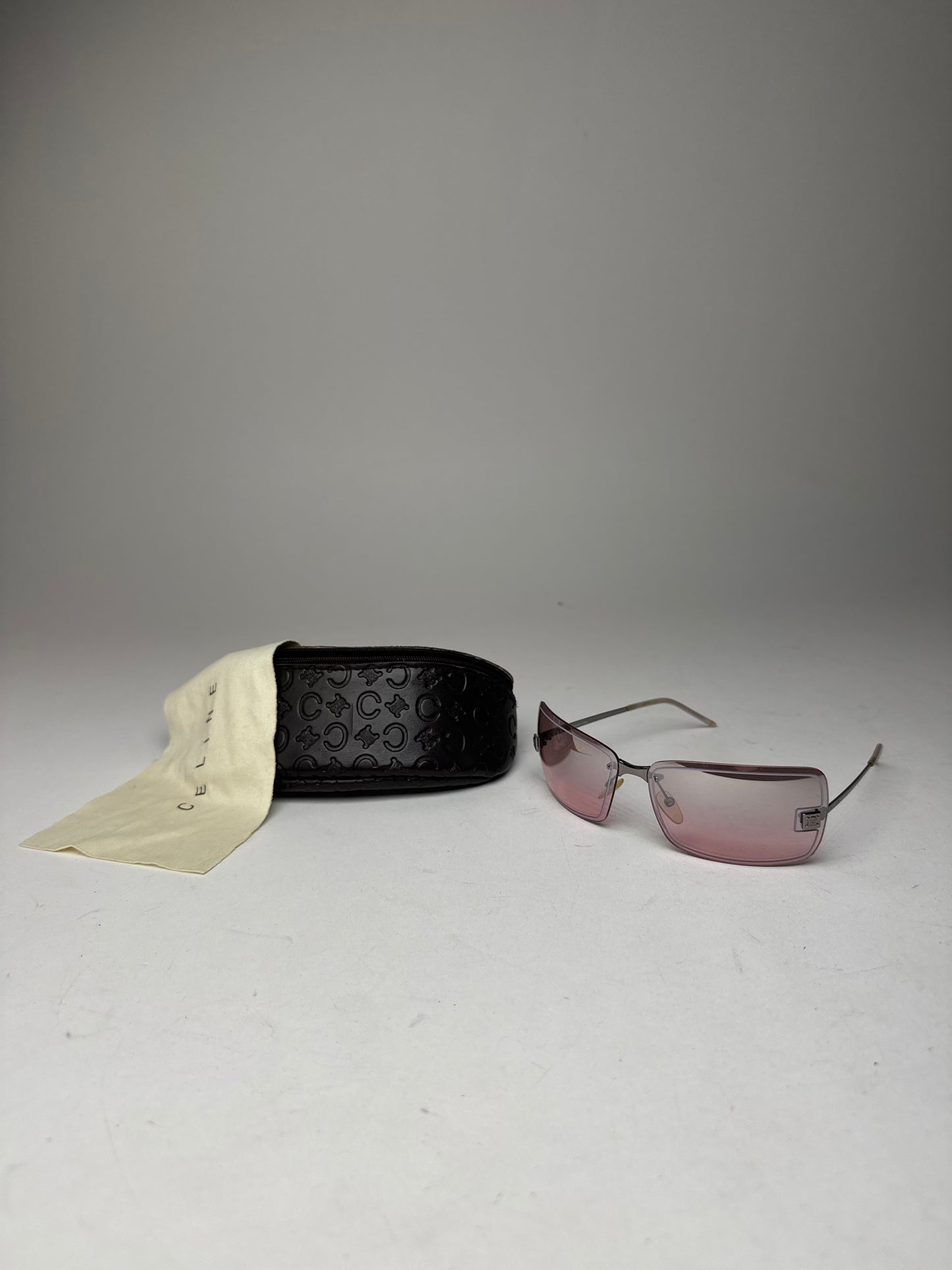 Vintage Celine Paris rimless Sunglasses silver Purple