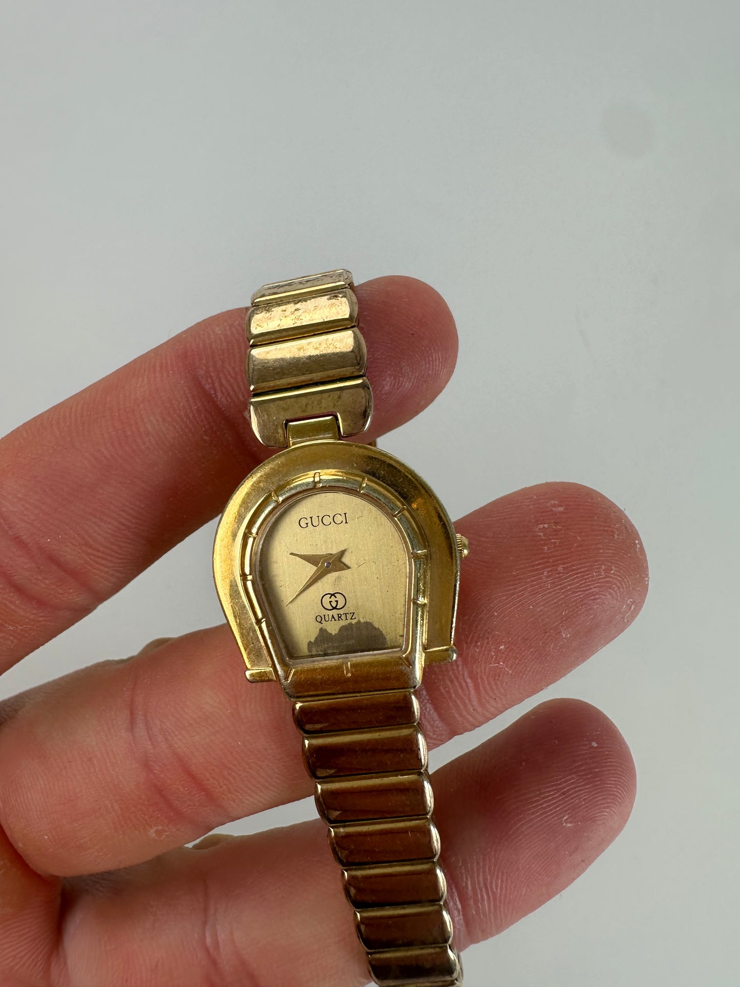 Vintage Gucci Gold Metal Bracelet Watch c. 1990s Gold