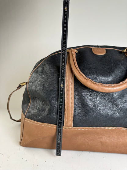 Vintage Loewe Pebbled Leather Tote Black Tan