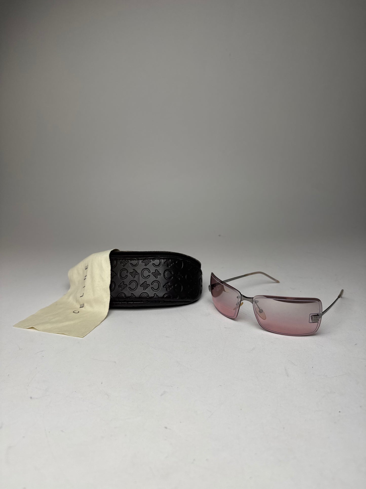 Vintage Celine Paris rimless Sunglasses silver Purple