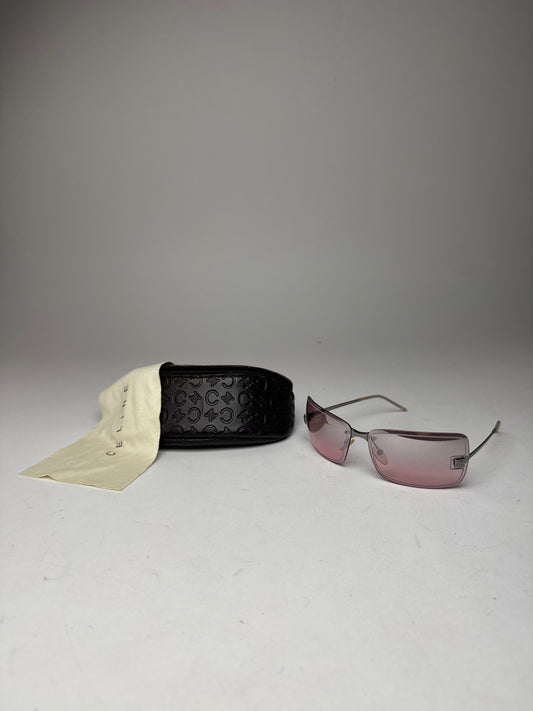 Vintage Celine Paris rimless Sunglasses silver Purple