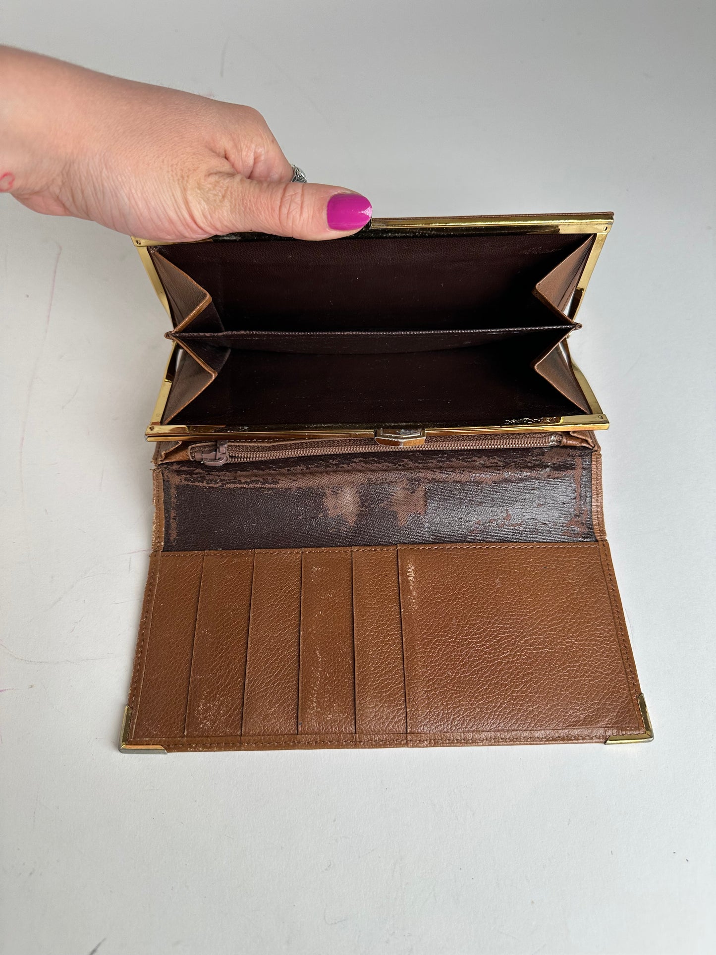 Vintage Yves Saint Laurent Leather Long Wallet Brown