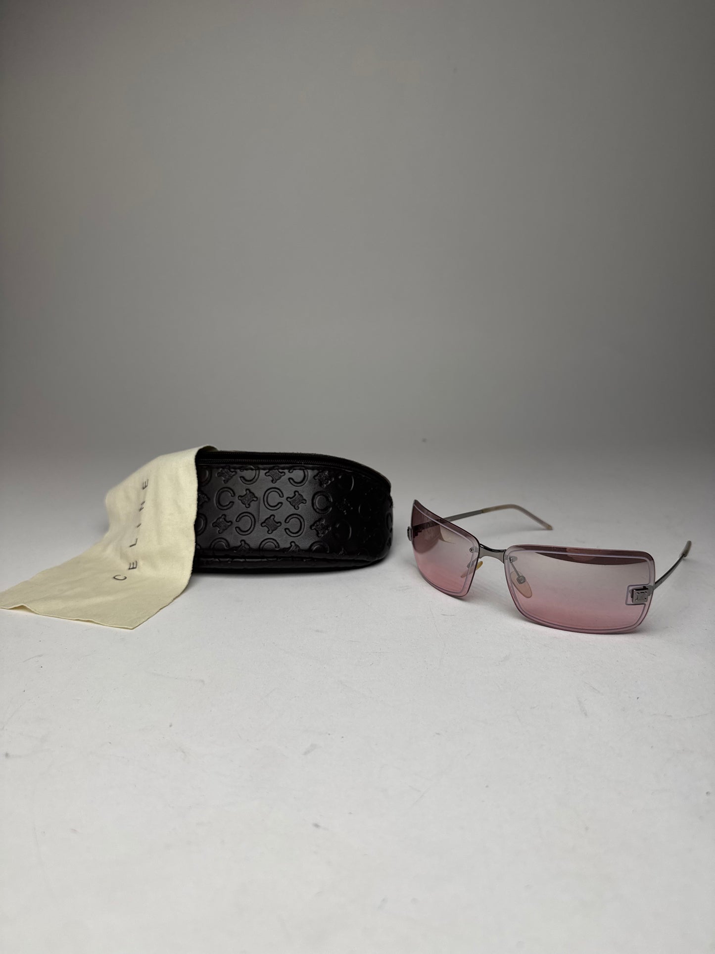 Vintage Celine Paris rimless Sunglasses silver Purple