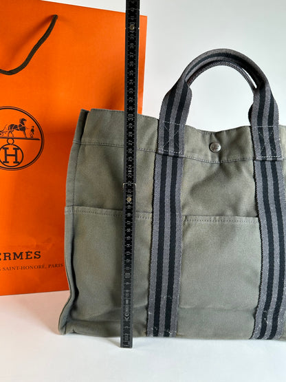 Vintage Hermès Troca Canvas Tote Late 1990s Olive Green